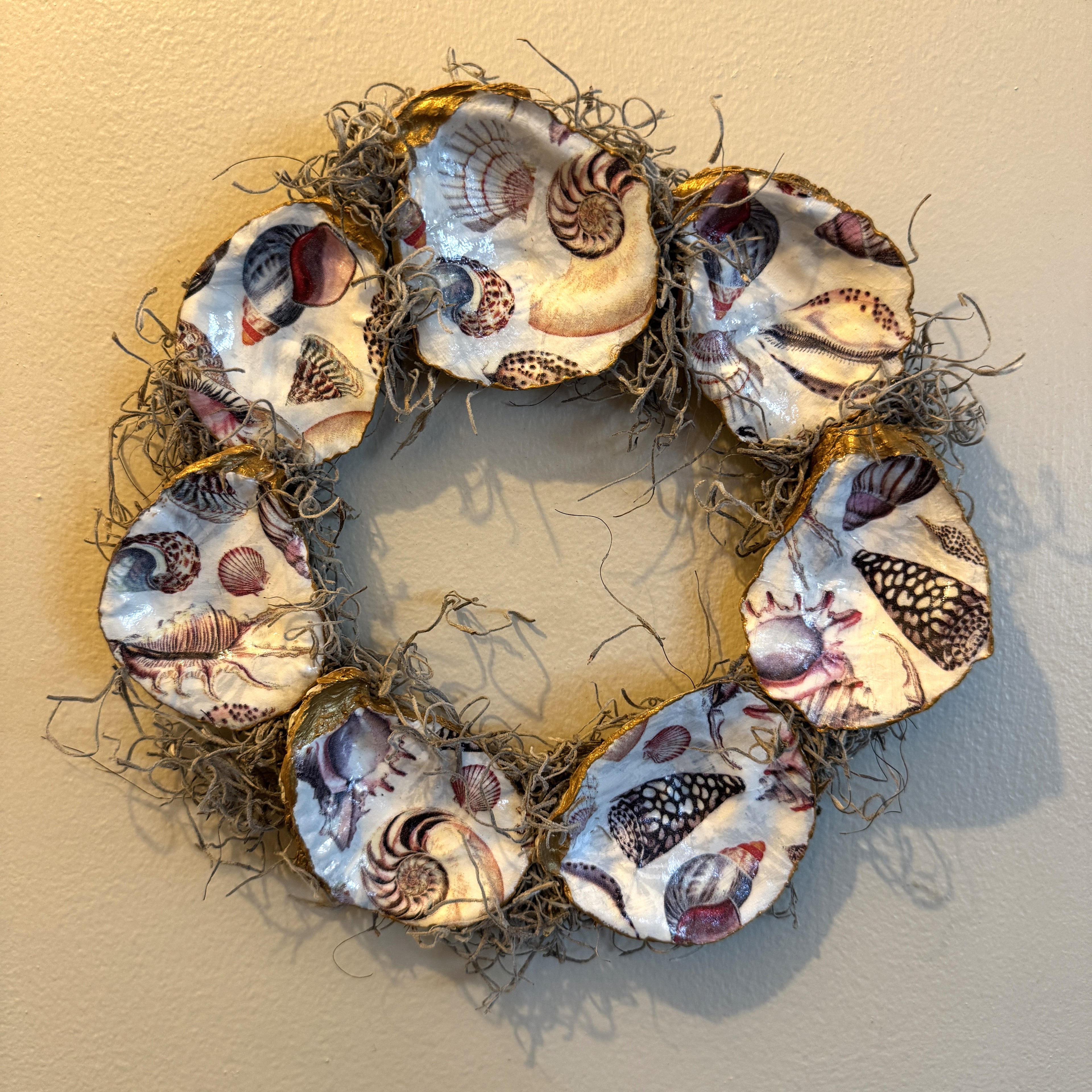 Seashell Decoupage 8" Wreath, made by CYP staff